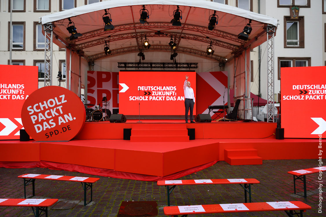 Dichografien des Bundestagswahlkampf 2021 - Olaf Scholz (SPD) in Worms