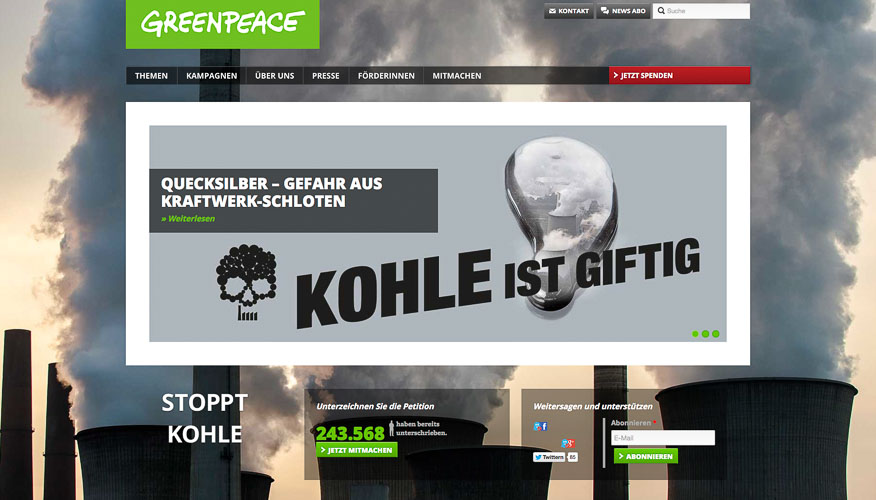 Website greenpeace Koehle ist giftig