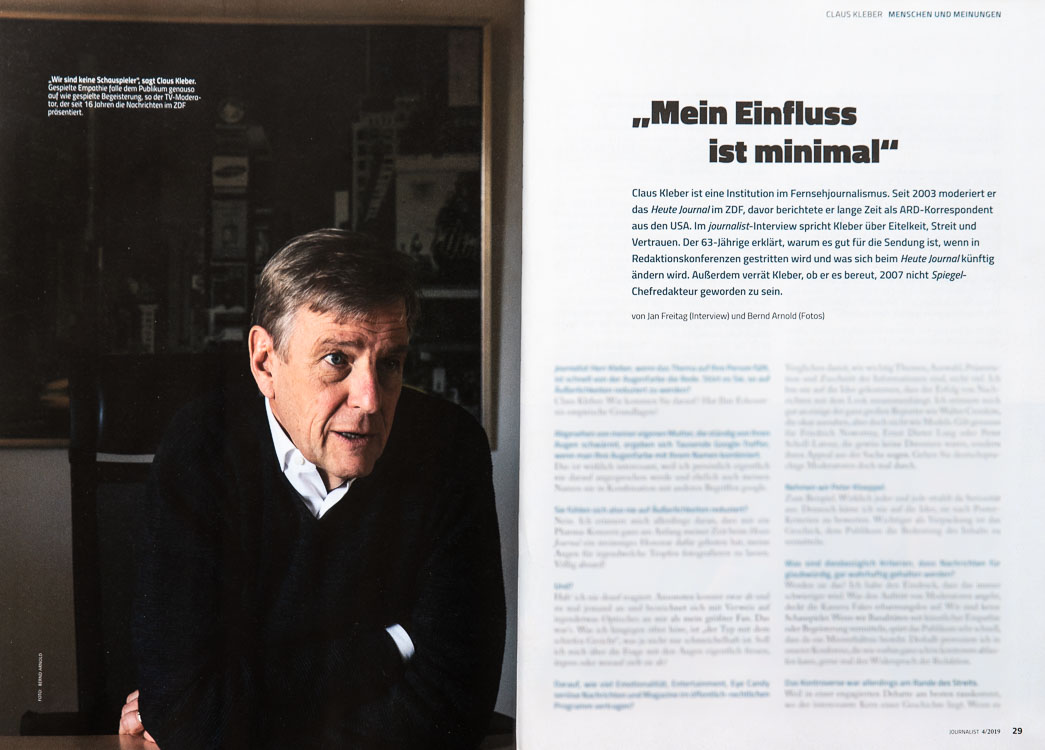 Beleg Magazin Journalist mit dem Interview Claus Kleber