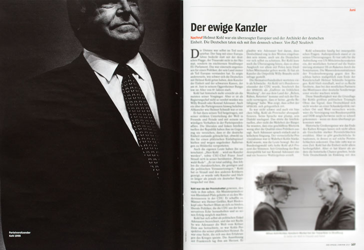 Fotojournalismus, Helmut Kohl in Spiegel Chronik 2017 