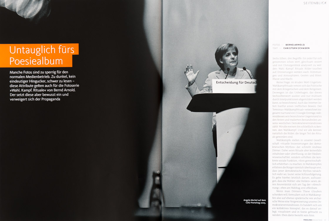 Fotojournalismus im Wahlkampf - Angela Merkel in Freelens Magazin
